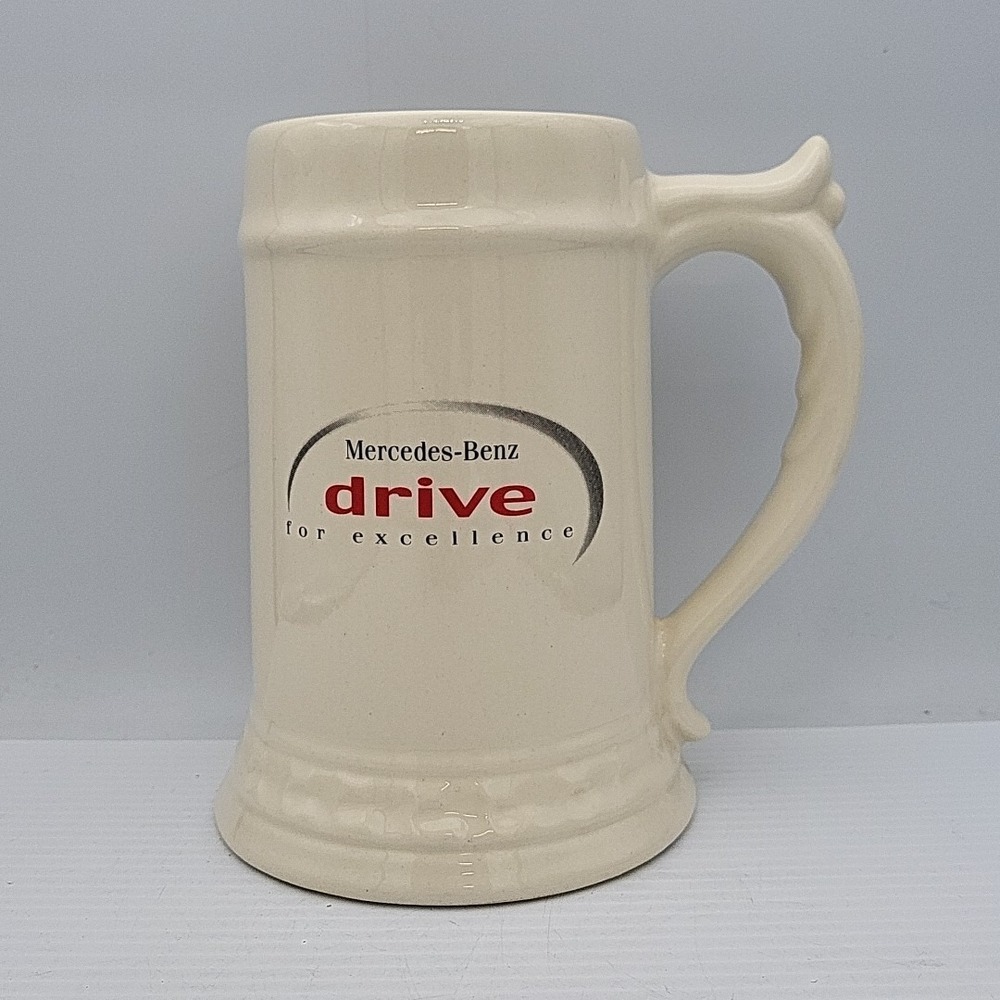 Vintage MERCEDES-BENZ Beer Mug Cup Stein Drive For Excellence Big Heavy USA Made